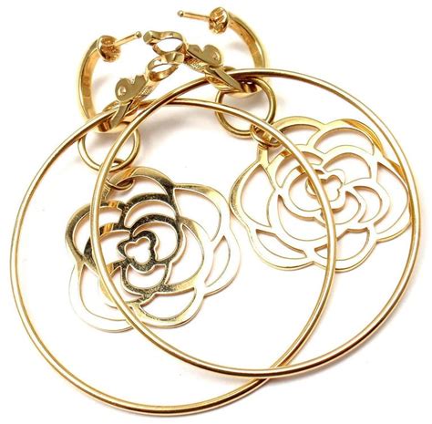 chanel flower hoop earrings|cheap Chanel hoop earrings.